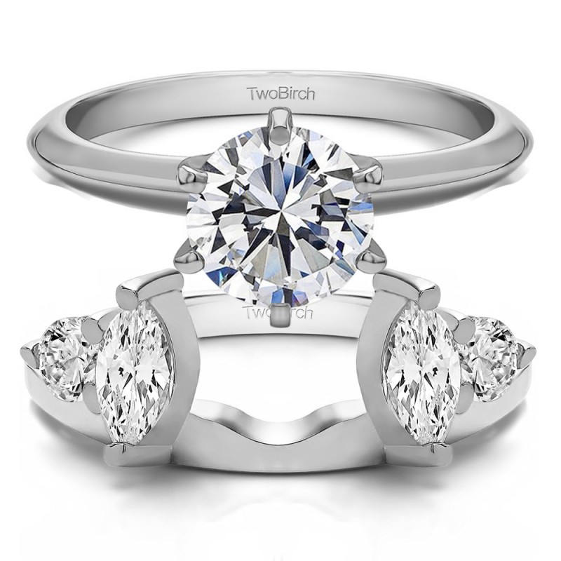 TwoBirch Ring Wrap 1 Ct. Round and Marquise Wedding Ring Wrap