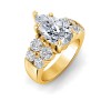 3 Ct Pear Lab Diamond Engagement Ring with Wide Band
