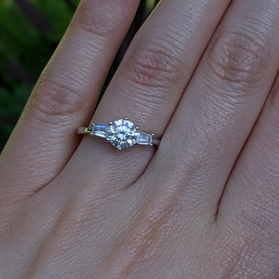 Sterling Silver 925 Diamond 6-6.5MM Round Semi-Mount Rubies Engagement Ring 