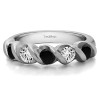 1 Carat Black and White Five Stone Swirl Set Wedding Band