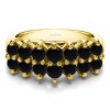 1.96 Carat Black Fourteen Stone Double Row Common Prong Wedding Ring