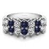 0.25 Carat Sapphire and Diamond Double Row Double Shared Prong Raised Wedding Ring