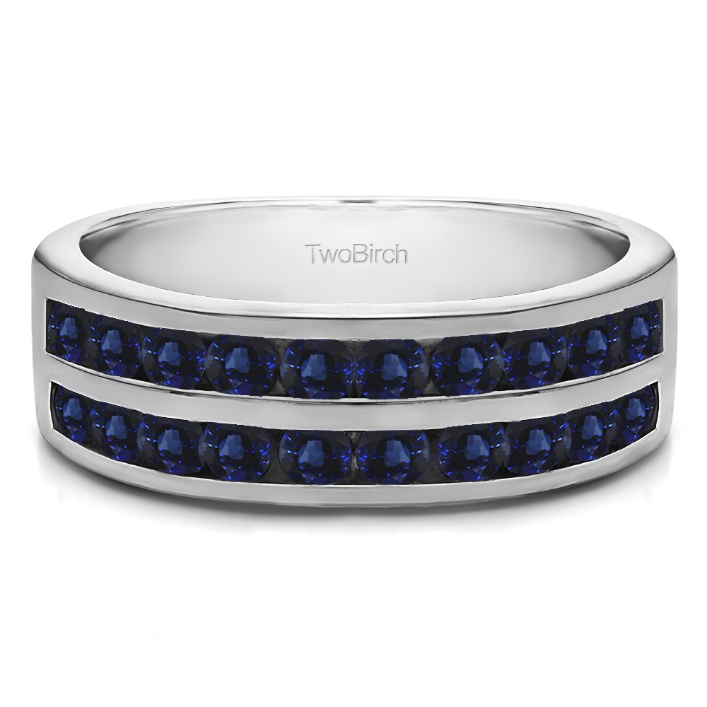 0.25 Carat Sapphire Double Row Channel Set Anniversary Band