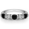 0.5 Carat Black and White Five Stone Bar Set Wedding Band