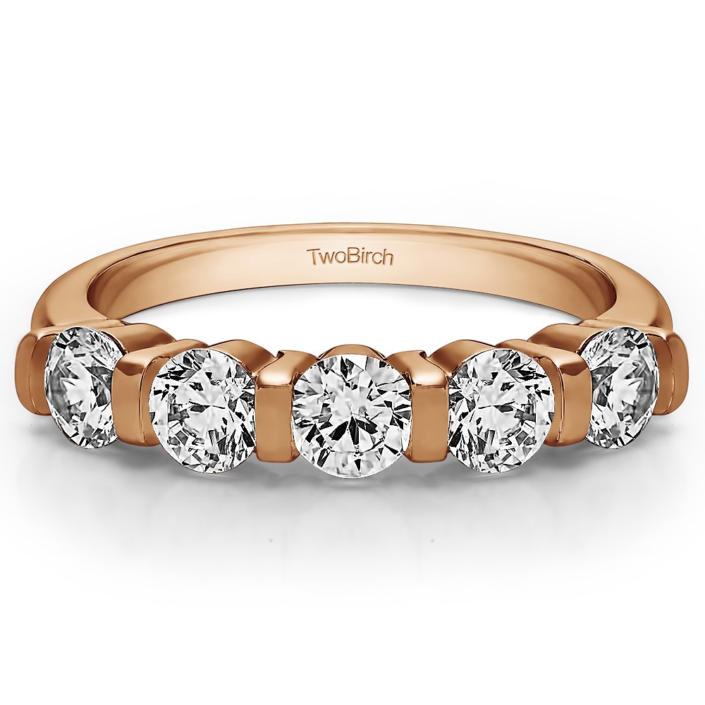 0.75 Carat Five Stone Bar Set Wedding Band