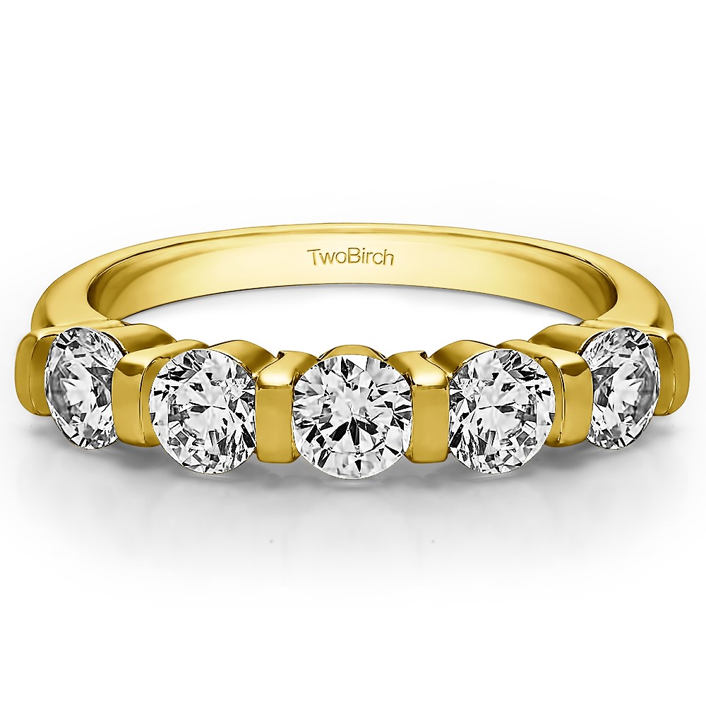 1.25 Carat Five Stone Bar Set Wedding Band
