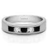 1 Carat Black and White Five Stone Straight Channel Set Wedding Band
