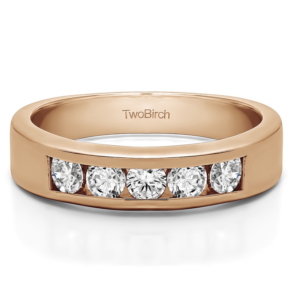 1 Carat Five Stone Straight Channel Set Wedding Band