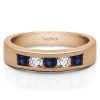 1 Carat Sapphire and Diamond Five Stone Straight Channel Set Wedding Band