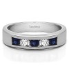 0.5 Carat Sapphire and Diamond Five Stone Straight Channel Set Wedding Band