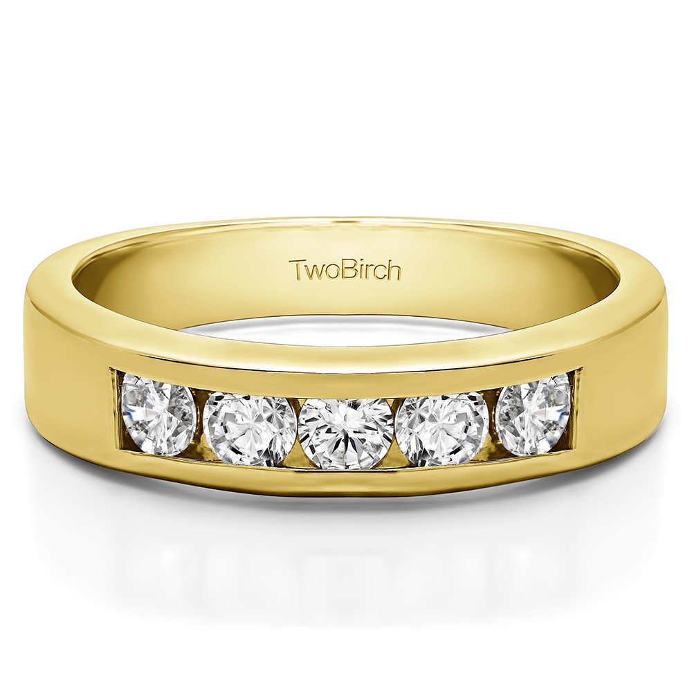 1 Carat Five Stone Straight Channel Set Wedding Band