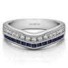 0.48 Ct. Sapphire and Diamond Double Row Channel Set Anniversary Wedding Ring