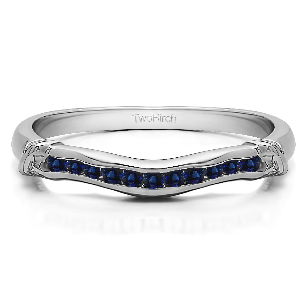 0.15 Ct. Sapphire Eleven Stone Channel Raised Bar Curved Band