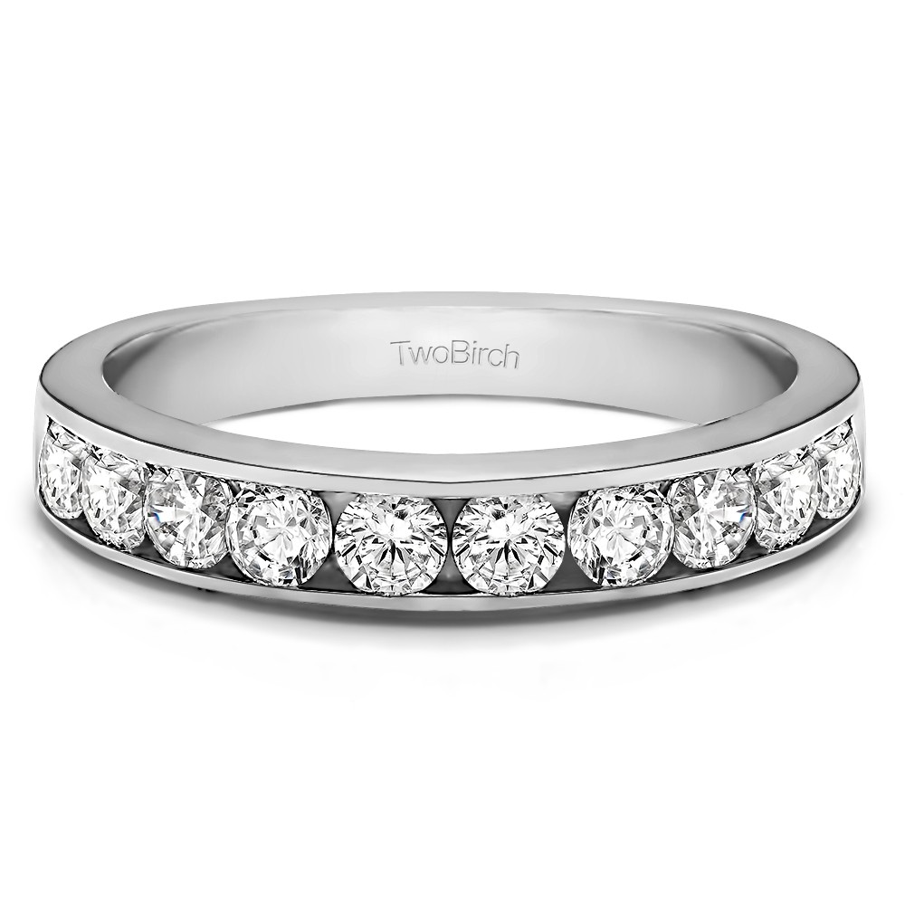 0.75 Carat 10 Stone Straight Channel Set Wedding Ring