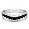 1 Ct. Black Nine Round Stone Channel Set Chevron Contour Wedding Band