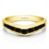 0.42 Ct. Black Nine Round Stone Channel Set Chevron Contour Wedding Band