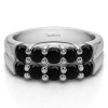 1.48 Carat Black Double Row Shared Prong Ten Stone Anniversary Band