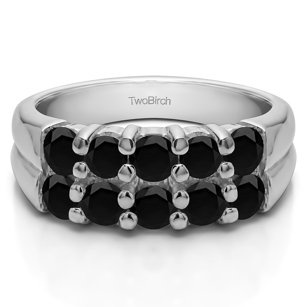 1.48 Carat Black Double Row Shared Prong Ten Stone Anniversary Band