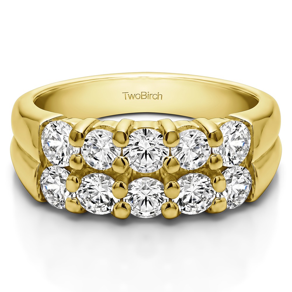 1.48 Carat Double Row Shared Prong Ten Stone Anniversary Band