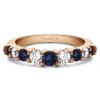0.75 Ct. Sapphire and Diamond Nine Round Stone Double Shared Prong Curved Shadow Band