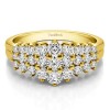 0.24 Carat Domed Three Row Shared Prong Anniversary Ring