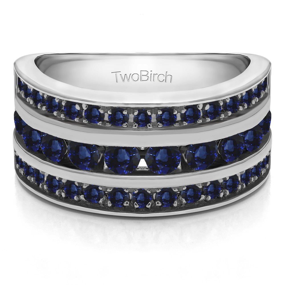 2 Carat Sapphire Three Row Channel Set Anniversary Ring