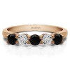 0.5 Carat Black and White Five Stone Shared Prong with Designed Profile Wedding Ring