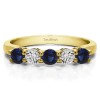 0.5 Carat Sapphire and Diamond Five Stone Shared Prong with Designed Profile Wedding Ring