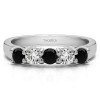 0.5 Carat Black and White Five Stone Shared Prong U Set Wedding Band