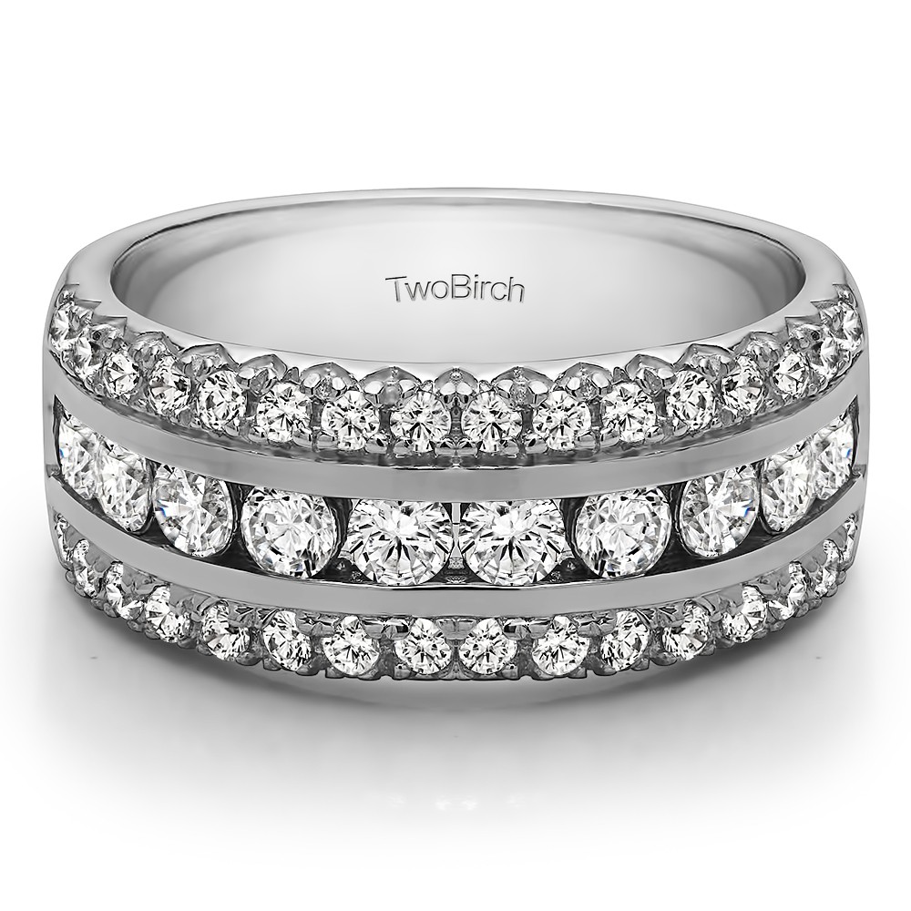 1.52 Carat Three Row Fishtail Set Anniversary Ring