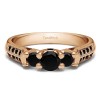 0.87 Carat Black Three Stone Knife Edge Shank Wedding Band