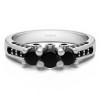1.5 Carat Black Three Stone Peek-a-Boo Wedding Ring