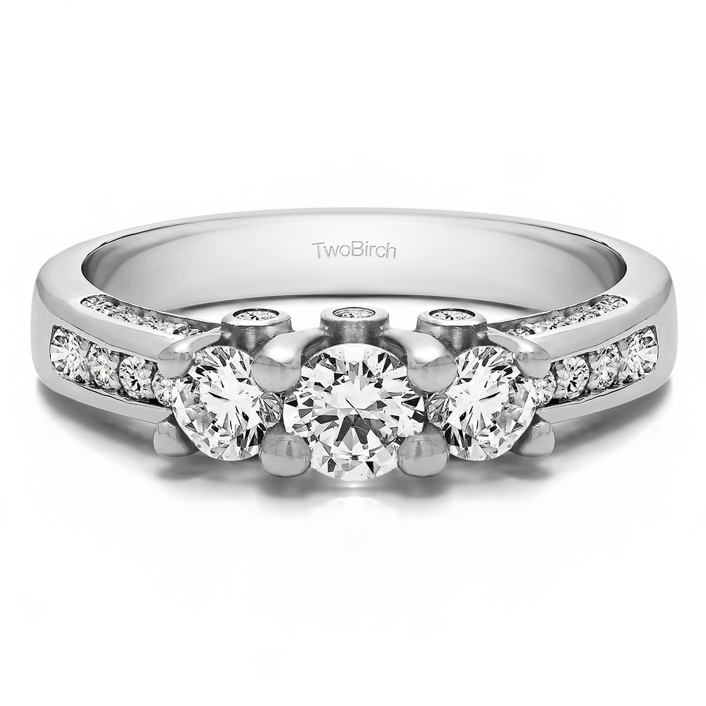 1.5 Carat Three Stone Peek-a-Boo Wedding Ring