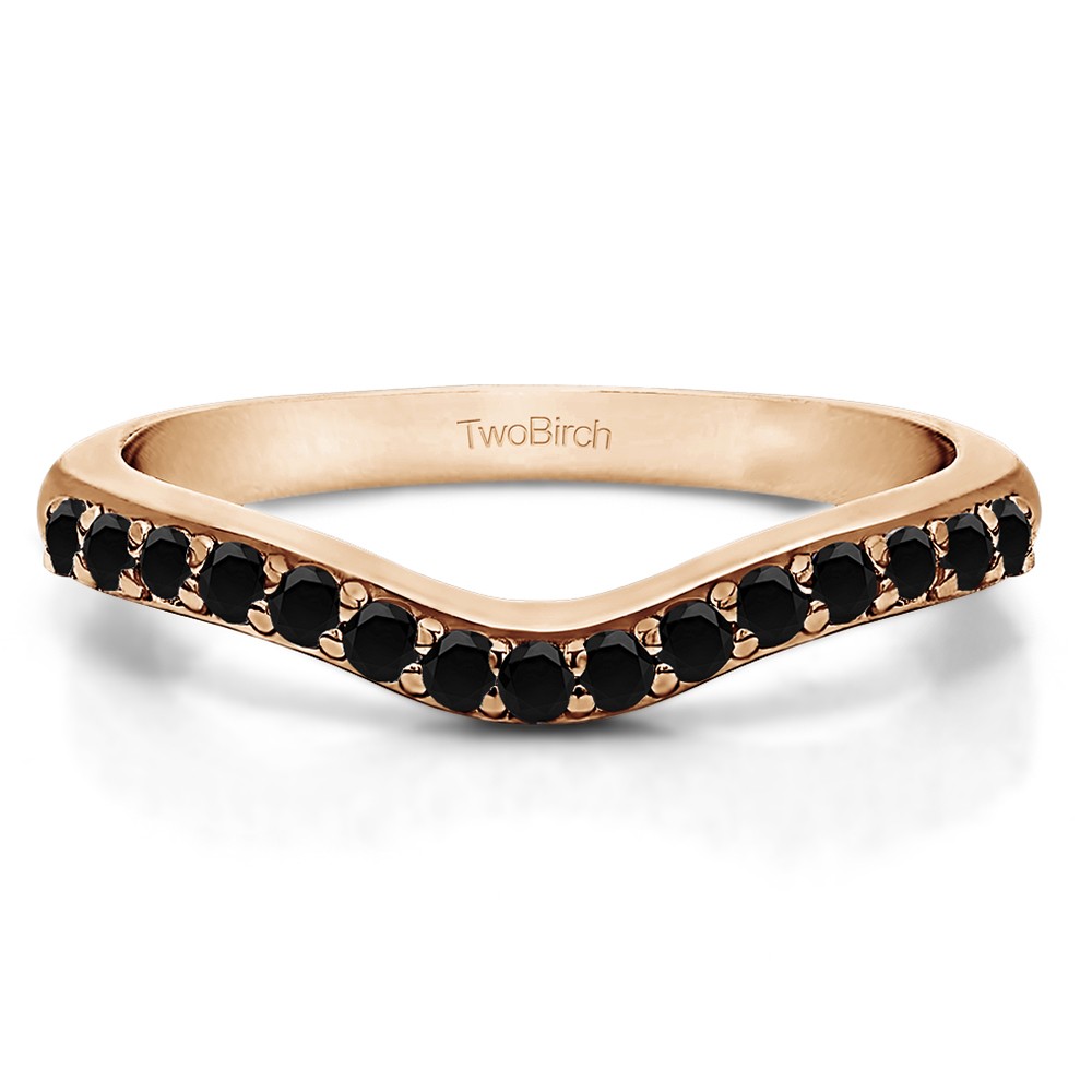 0.5 Ct. Black Fifteen Stone Delicate Curved Wedding Ring