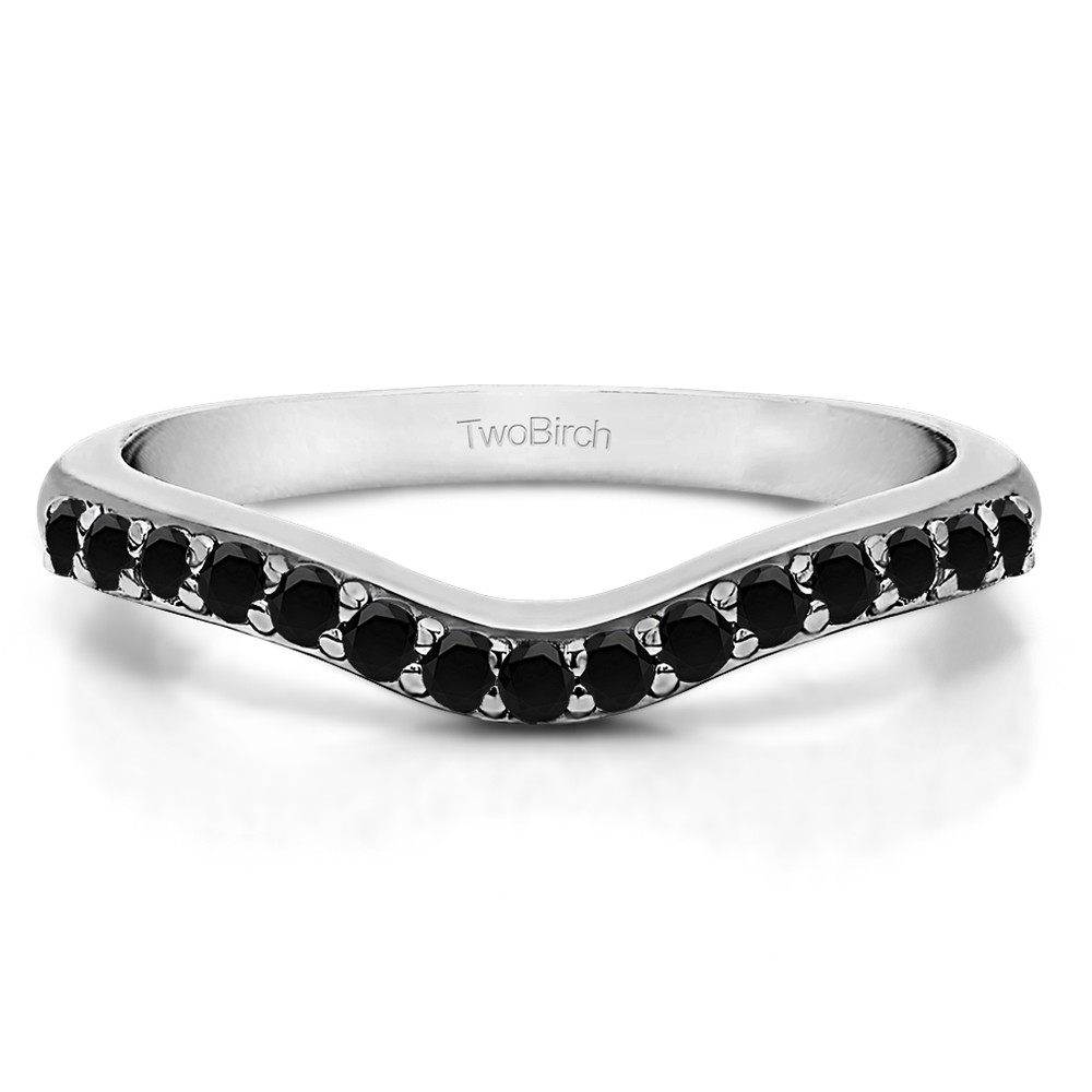0.5 Ct. Black Fifteen Stone Delicate Curved Wedding Ring