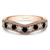 0.75 Ct. Black and White Vintage Filigree & Milgrained Curved Wedding Band