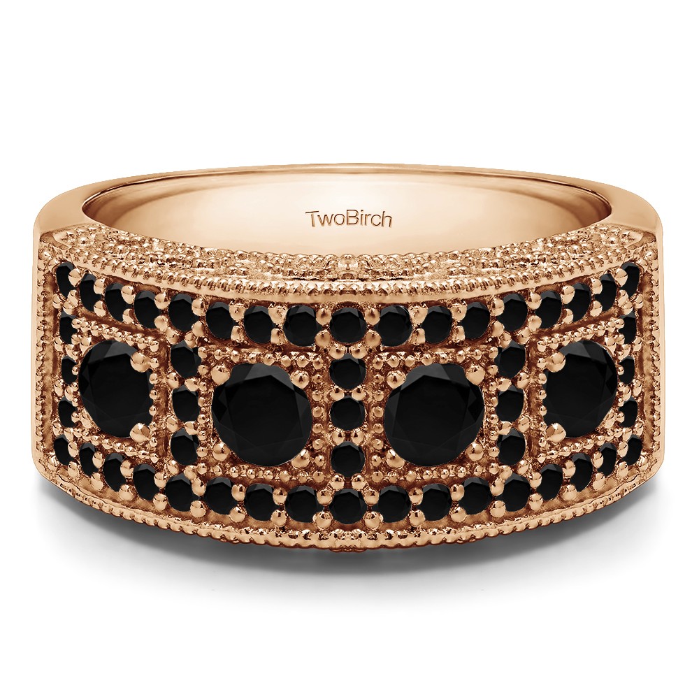 1.01 Carat Black Vintage Pave Set Anniversary Ring