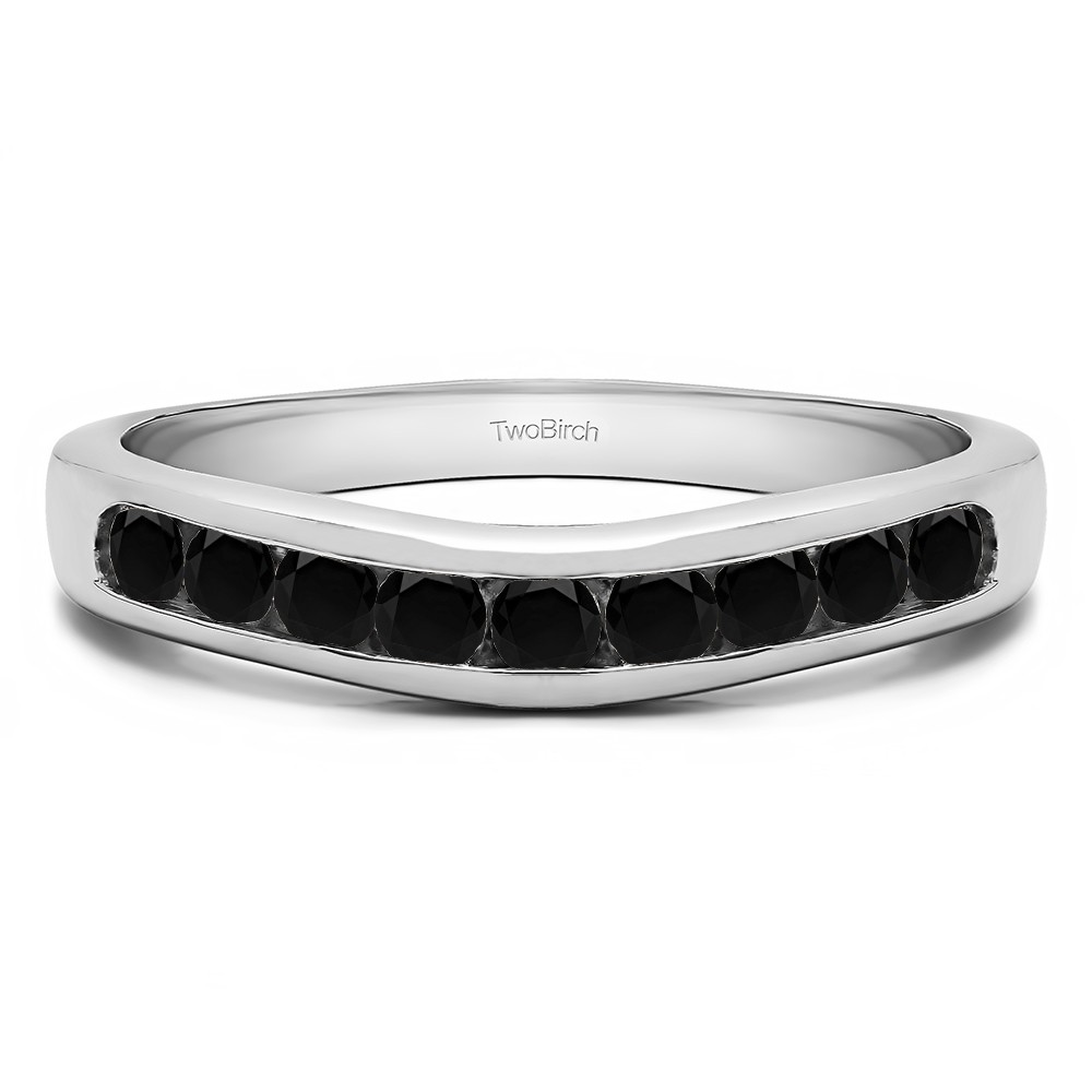 0.25 Ct. Black Nine Stone Round Channel Set Contour Curved Band