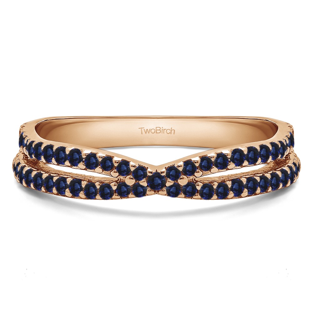 0.46 Carat Sapphire Pave Cross Over Ring