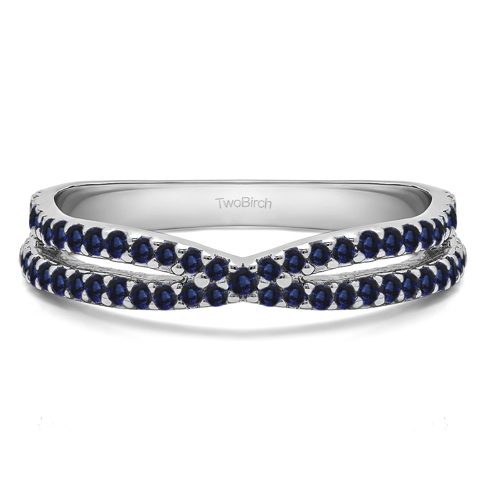 0.46 Carat Sapphire Pave Cross Over Ring