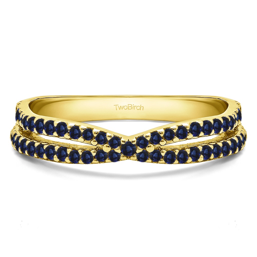 0.46 Carat Sapphire Pave Cross Over Ring