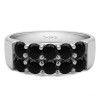 2 Carat Black Ten Stone Double Row Shared Prong Wedding Band