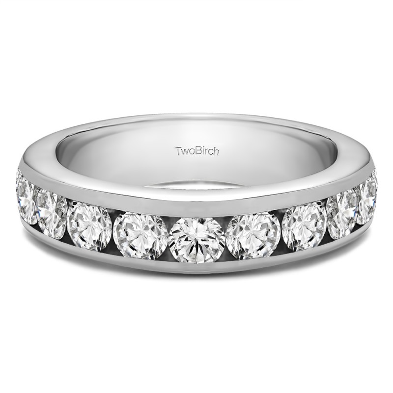 CZ Ring- Wide Band w/ Double-Row Round Channel Accents – Cubic