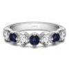 0.7 Carat Sapphire and Diamond Seven Stone Common Prong U Set Wedding Ring