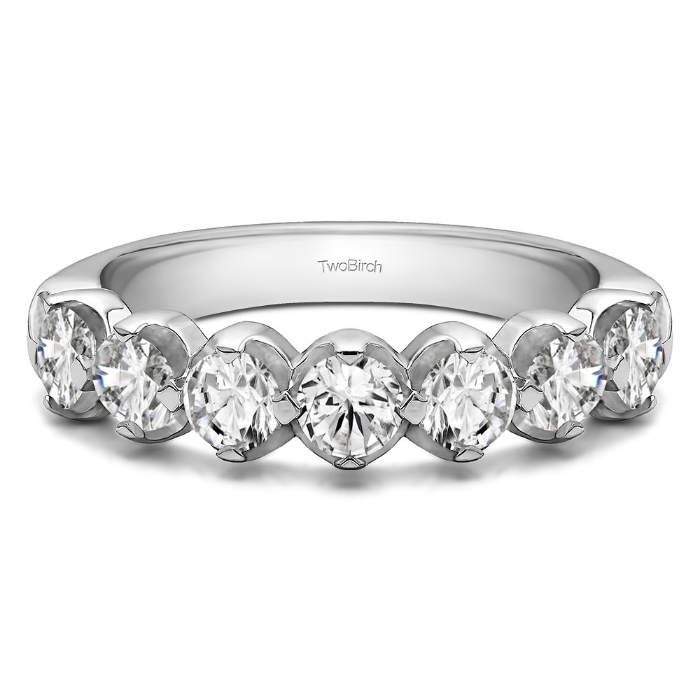 0.7 Carat Seven Stone Common Prong U Set Wedding Ring