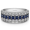 1.5 Carat Sapphire and Diamond Three Row Double Shared Prong Anniversary Band