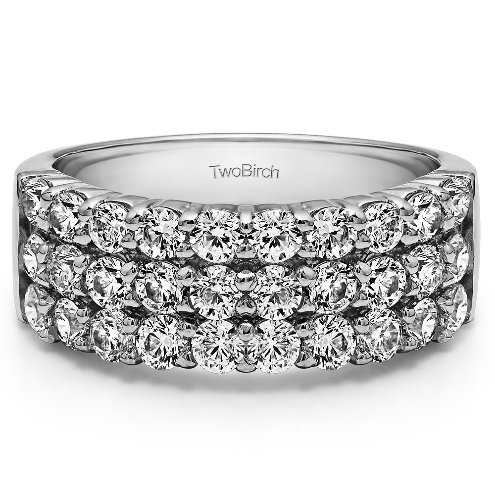 1.5 Carat Three Row Double Shared Prong Anniversary Band
