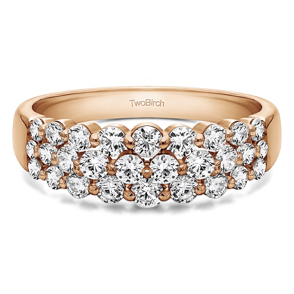 0.99 Carat Three Row Common Prong Wedding Ring