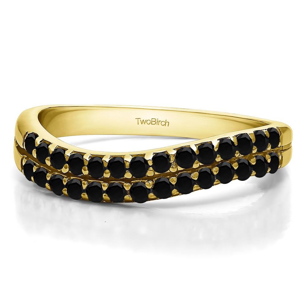 0.3 Carat Black Pave Set Double Row Wave Wedding Ring
