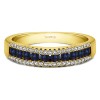 0.6 Carat Sapphire and Diamond Three Row Recessed Center Wedding Ring